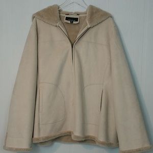 Jones New York Faux Suede Hood Fleece Lined SZ 2X